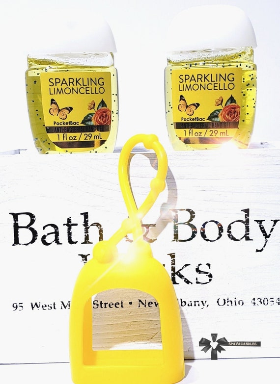 Bath & Body Works 2 Sparkling Limoncello Pocketbacs Soft Case Yellow Holder Set