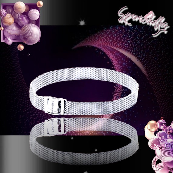 Pandora 925 ale Sterling Silver Mesh Bracelet size 16 - 20 cm. Us seller