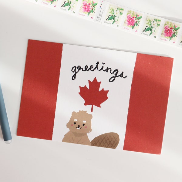 Beaver Canada Postcard, Print, Greeting Card, Matte, milkydarts