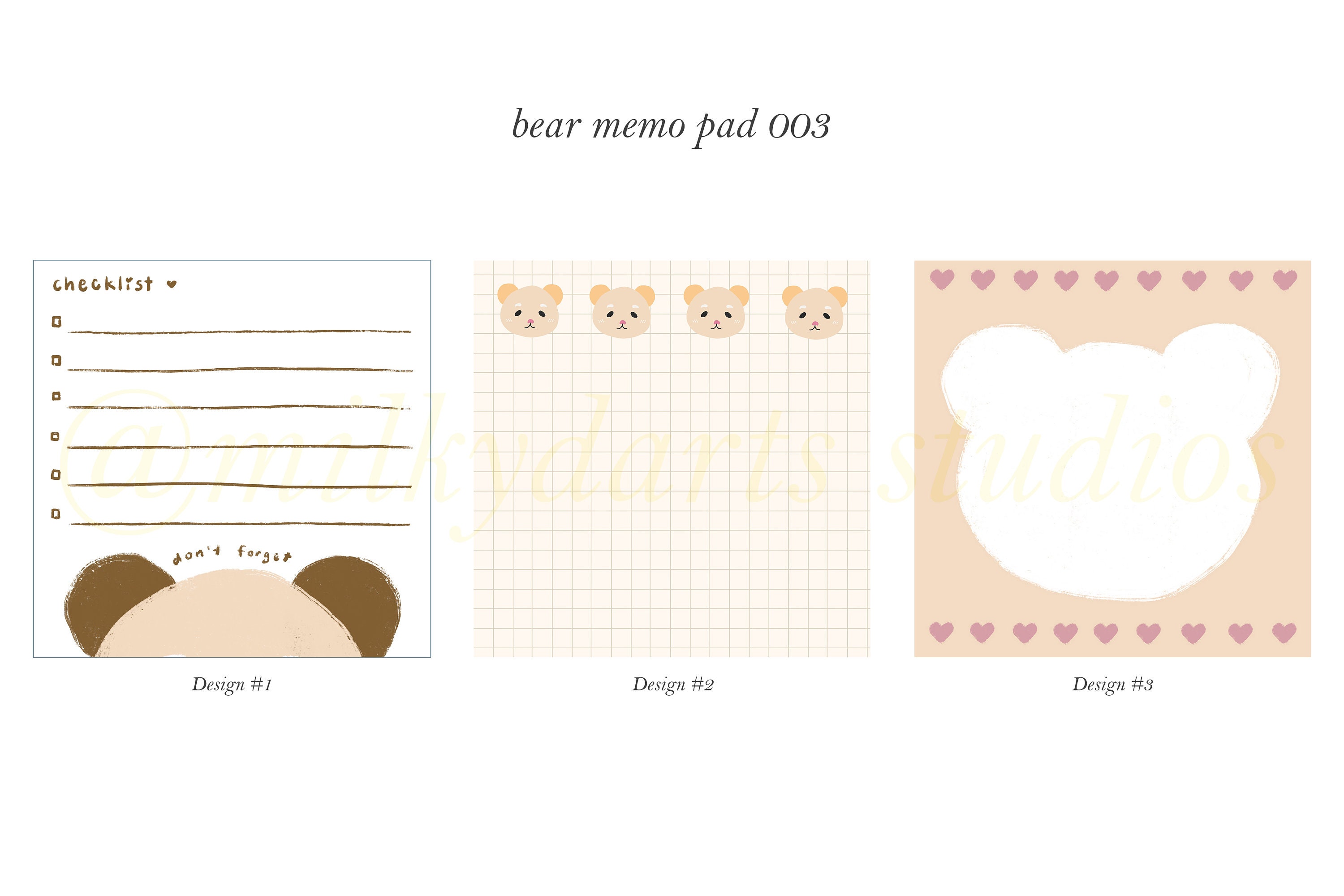 Bear Memo Pad 30 sheets Cute Handmade Stationery Etsy