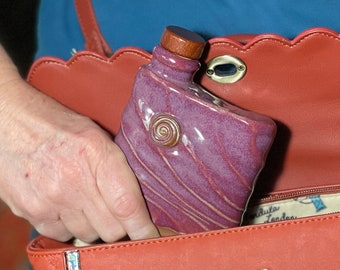 Handmade Pottery Flask in Raspberry Glaze