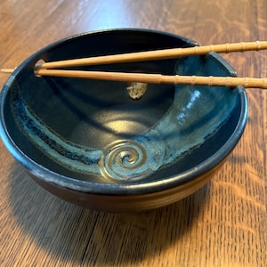 Pottery Noodle Bowl in Midnight at the Oasis Satin Matte Glaze