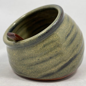 Handmade Stoneware Salt Cellar in Sage Green image 4