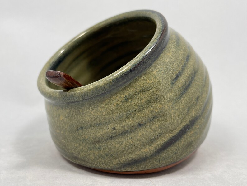 Handmade Stoneware Salt Cellar in Sage Green image 4