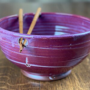 Pottery Noodle Bowl, Ramen Bowl, Pho Bowl, Chopstick Bowl in Raspberry Glaze image 7