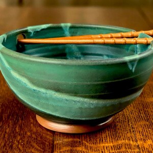 Pottery Noodle Bowl in Weathered Bronze Satin Matte Glaze image 2