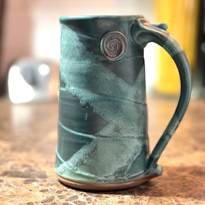 Large Handmade Stoneware Pottery Mug in Weathered Bronze Satin Matte Glaze