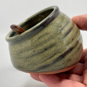 Handmade Stoneware Salt Cellar in Sage Green image 9