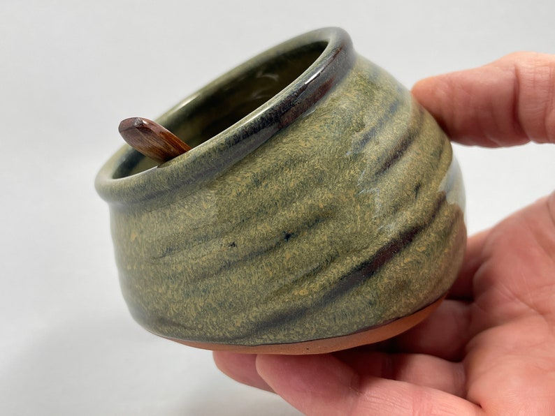 Handmade Stoneware Salt Cellar in Sage Green image 9