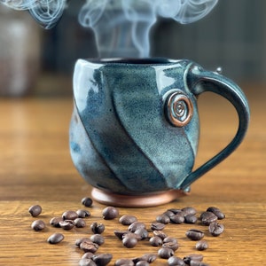 Faceted Pottery Coffee/Tea Mug in Blue Glaze