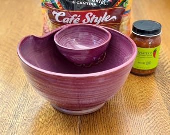 Large Chip and Dip Bowl in Raspberry Glaze