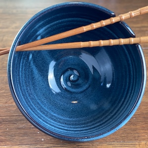 Pottery Noodle Bowl, Ramen Bowl, Pho Bowl in Blue Glaze