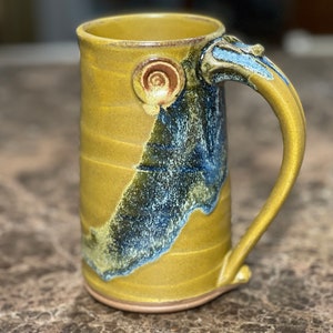 Large Handmade Stoneware Pottery Mug in Golden Zen Satin Matte Glaze