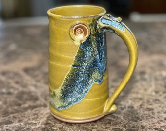 Large Handmade Stoneware Pottery Mug in Golden Zen Satin Matte Glaze
