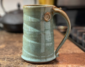 Large Handmade Stoneware Pottery Mug in Mr Blue Sky Glaze