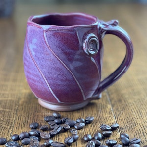 Faceted Pottery Coffee/Tea Mug in Raspberry Glaze