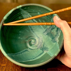 Pottery Noodle Bowl in Weathered Bronze Satin Matte Glaze image 6