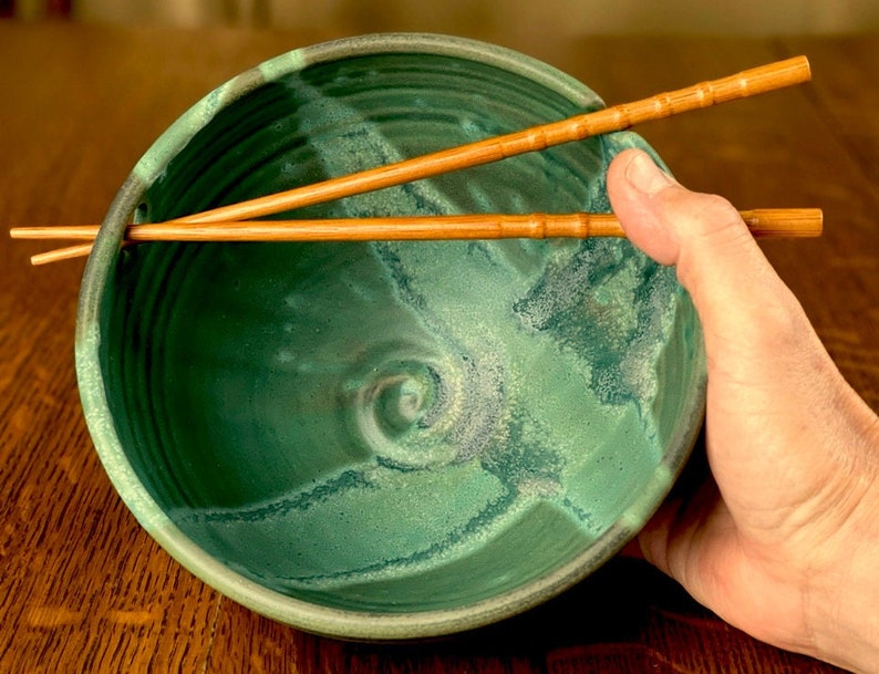 Pottery Noodle Bowl in Weathered Bronze Satin Matte Glaze image 6