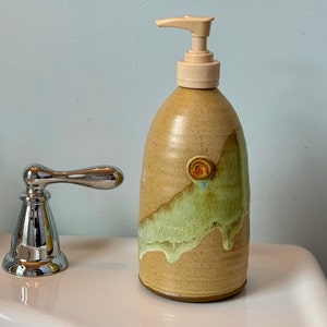 Stoneware Pottery Soap Pump Dispenser in Morning Zen Satin Matte Glaze