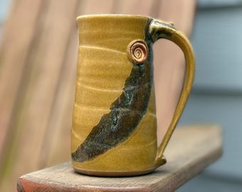 Large Handmade Stoneware Pottery Mug in Golden Zen Satin Matte Glaze