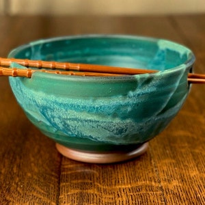 Pottery Noodle Bowl in Weathered Bronze Satin Matte Glaze image 4