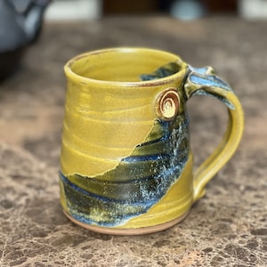 Pottery Coffee Mug in Golden Zen Satin Matte Glaze