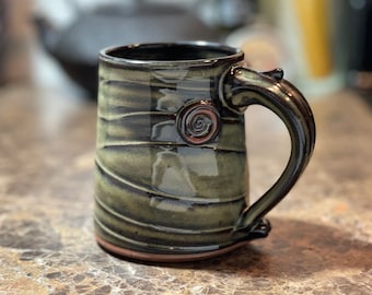 Pottery Mug, Handmade Stoneware Coffee Mug in Sage Green Glaze