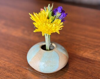 Ikebana flower vase in Morning Zen Stripes Satin Matte Glaze