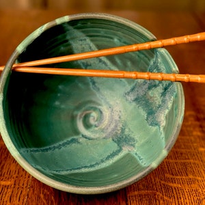 Pottery Noodle Bowl in Weathered Bronze Satin Matte Glaze image 1