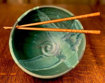 Pottery Noodle Bowl in Weathered Bronze Satin Matte Glaze