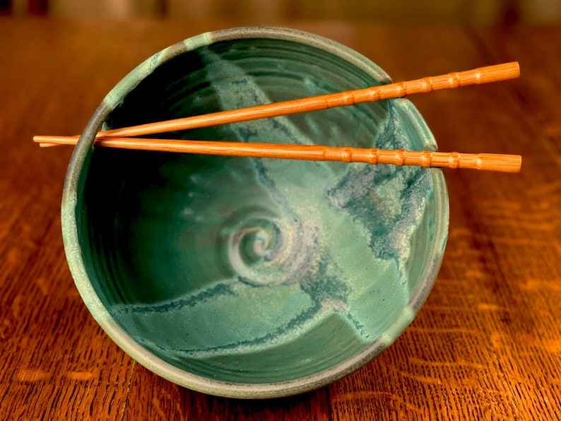 Pottery Noodle Bowl in Weathered Bronze Satin Matte Glaze image 1