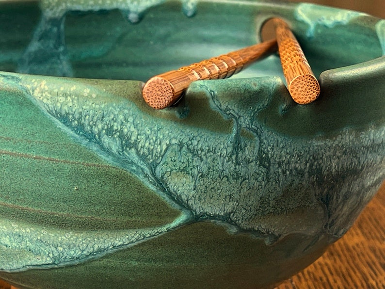 Pottery Noodle Bowl in Weathered Bronze Satin Matte Glaze image 8