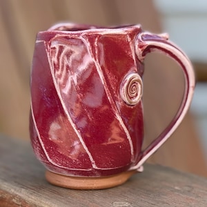 Faceted Pottery Coffee/Tea Mug in Raspberry Glaze