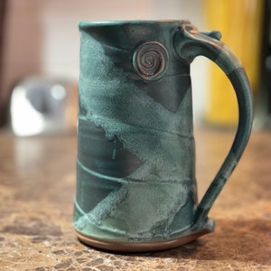 Large Handmade Stoneware Pottery Mug in Weathered Bronze Satin Matte Glaze