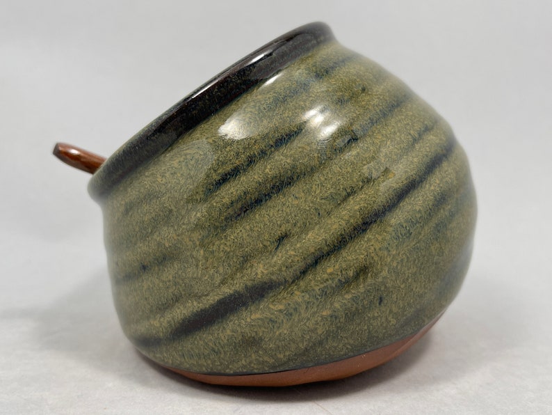 Handmade Stoneware Salt Cellar in Sage Green image 5