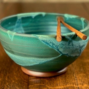 Pottery Noodle Bowl in Weathered Bronze Satin Matte Glaze image 3