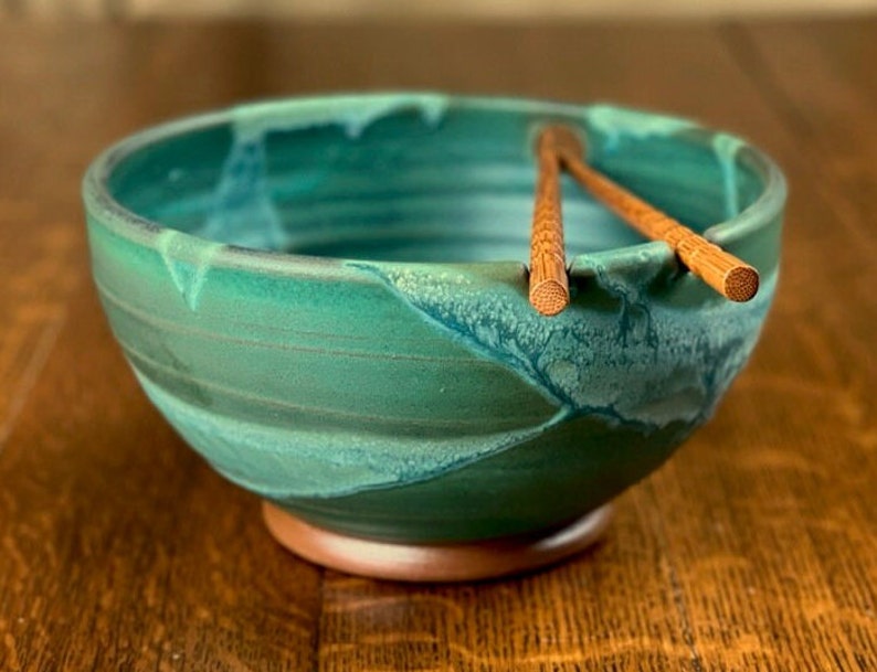 Pottery Noodle Bowl in Weathered Bronze Satin Matte Glaze image 3