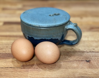 Microwave Egg Cooker in Black N Blue All Over Satin Matte Glaze