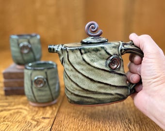 Tea Set in Sage Green Glaze
