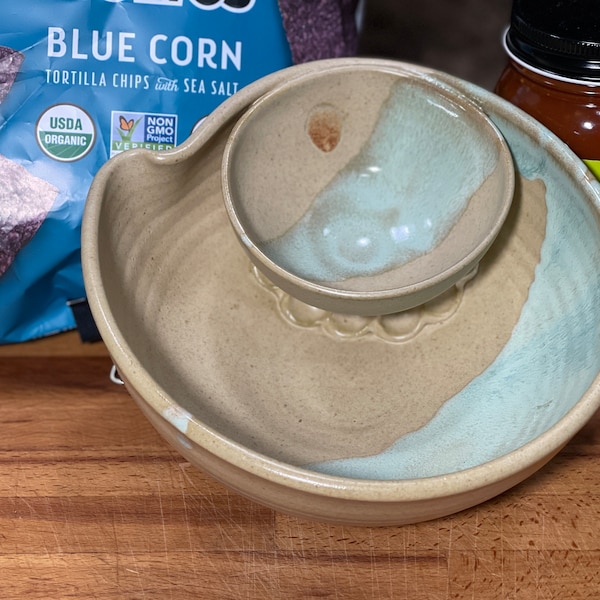 Individual Chip and Dip in Morning Zen Satin Matte Glaze