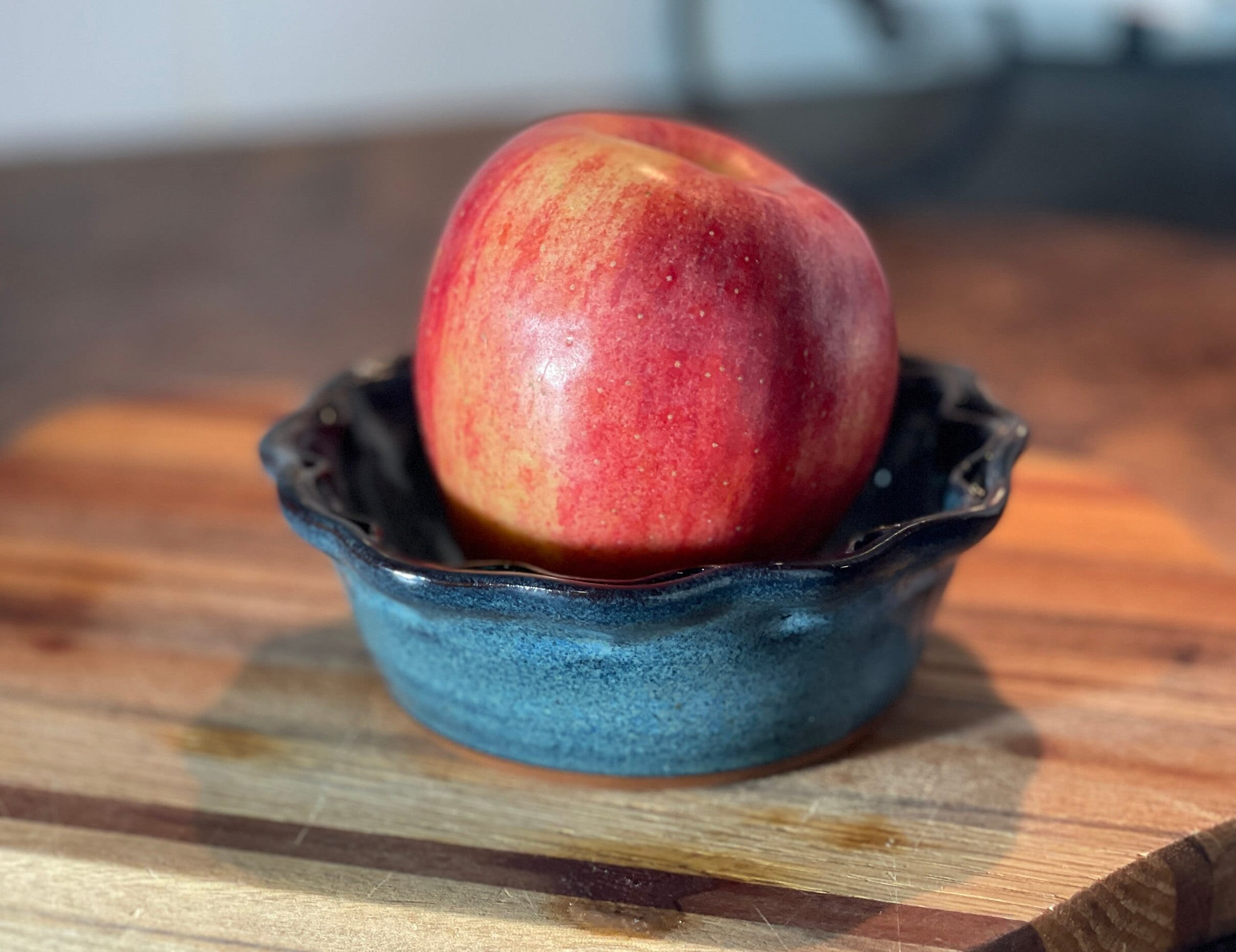Apple Baker in Blue Glaze