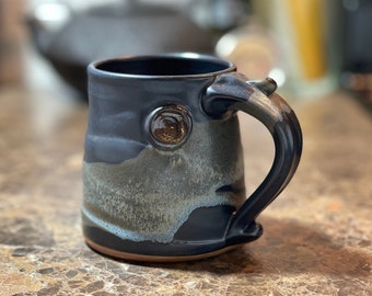 Pottery Coffee Mug in Midnight Zen Satin Matte Glaze