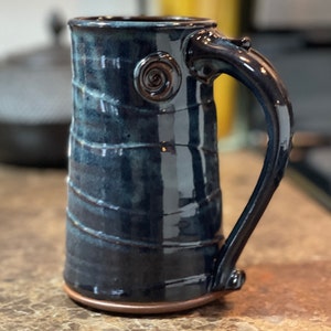 Large Pottery Mug, Large Coffee Mug, Beer Mug in Blue Glaze