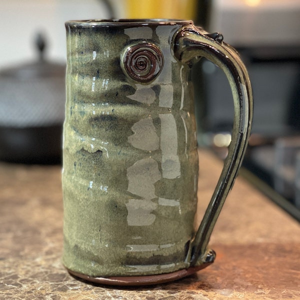 Large Pottery Mug in Sage Green Glaze