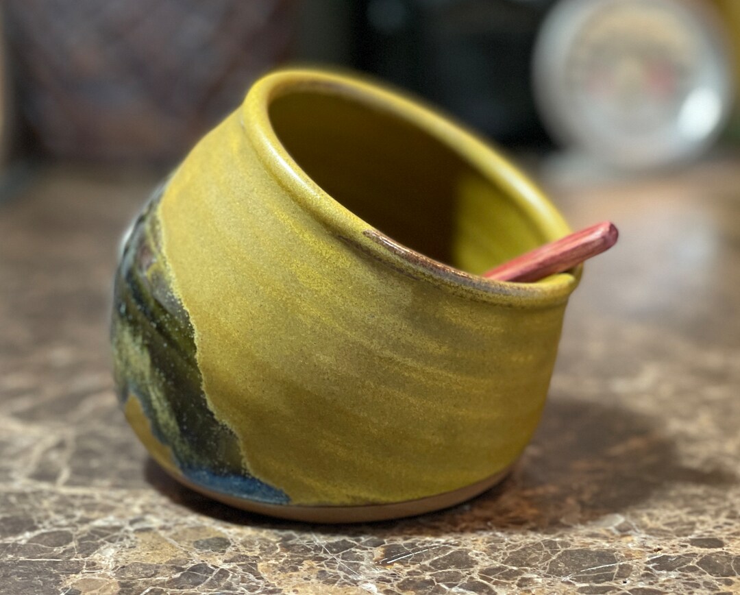 Pottery Salt Pig, Salt Cellar in Golden Zen Satin Matte Glaze Etsy