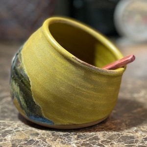 Pottery Salt Pig, Salt Cellar in Golden Zen Satin Matte Glaze