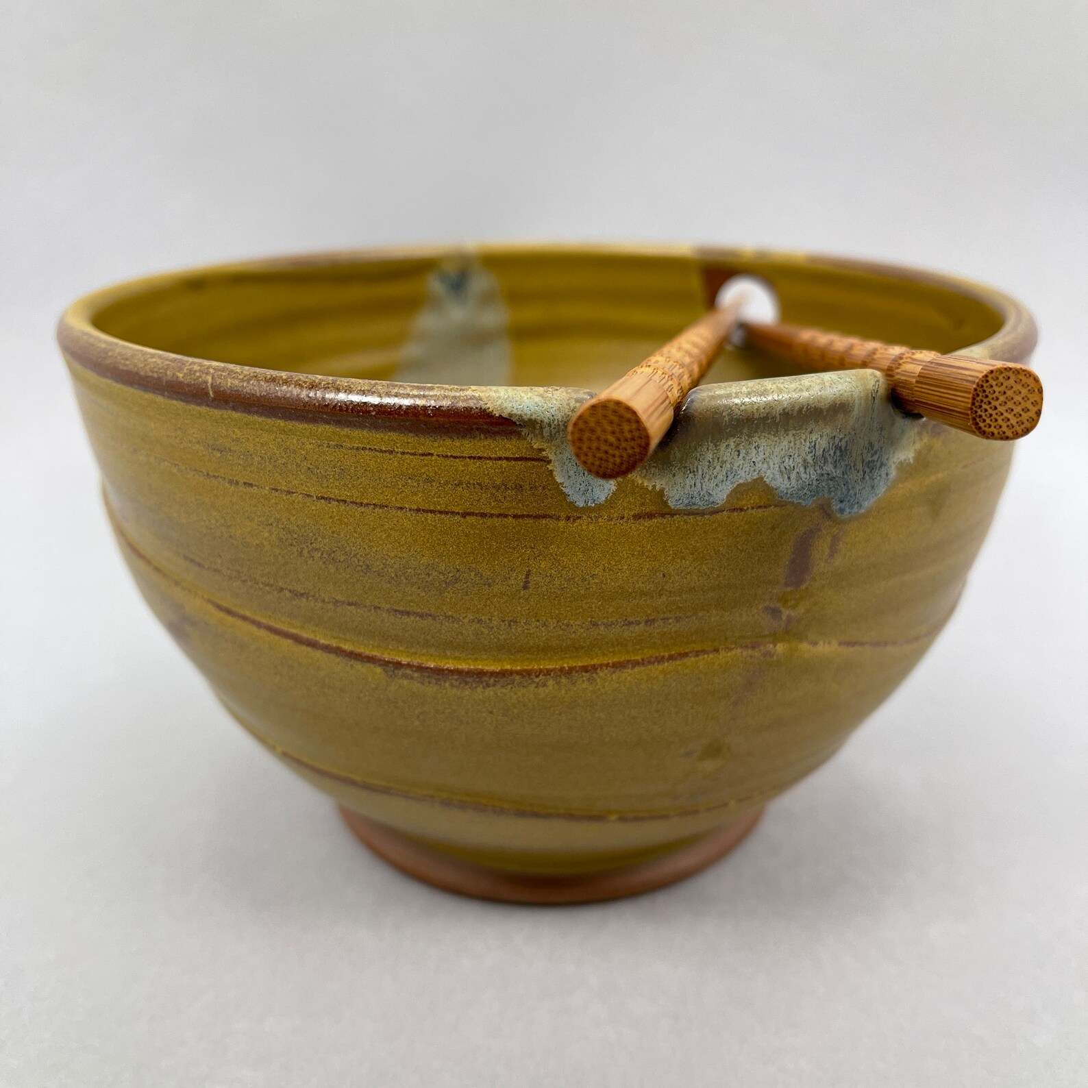 Pottery Noodle Bowl Ramen Bowl in Golden Zen Frost Satin | Etsy