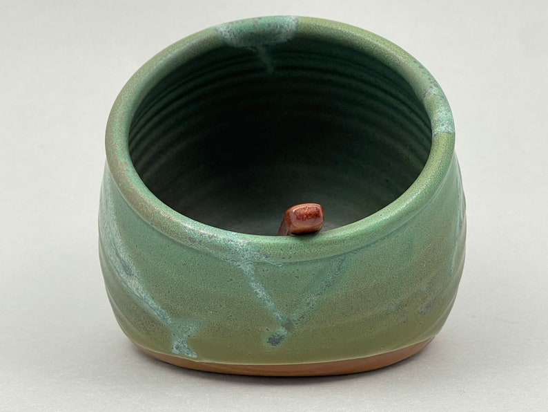 Pottery Salt Cellar, Salt Pig in Weathered Bronze Satin Matte Glaze image 3