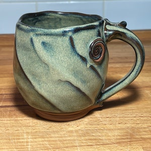 Faceted Pottery Coffee/Tea Mug in Sage Green Glaze