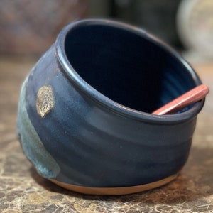 Pottery Salt Pig, Salt Cellar in Midnight Zen Satin Matte Glaze